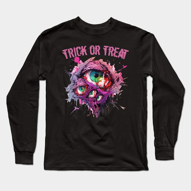 Halloween Zombie Eye Trick or Treat Long Sleeve T-Shirt by Pro Design 501